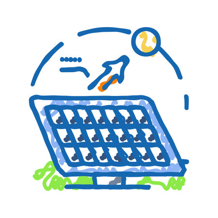 tracking system solar panel icon doodle illustration
