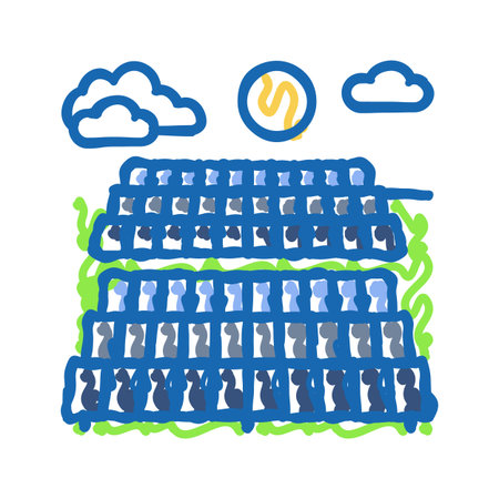 farm solar panel icon doodle illustration