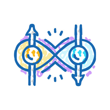 entanglement quantum technology icon doodle illustration