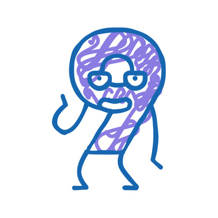 nine number character icon doodle illustrationのイラスト素材