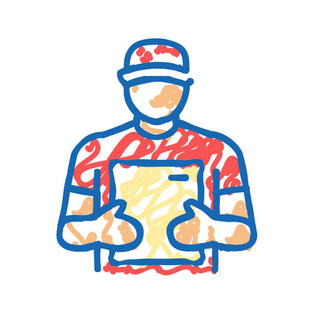 delivery courier icon doodle illustrationのイラスト素材