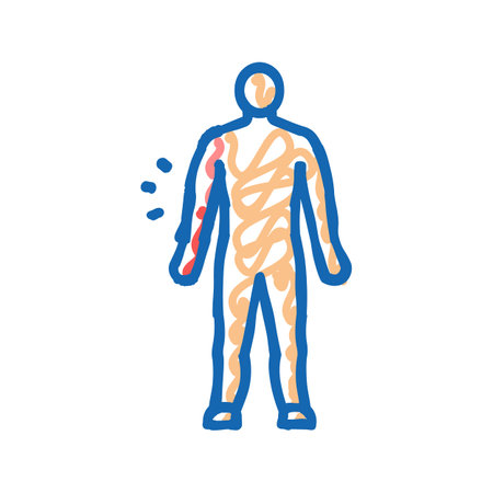 arm pain body ache icon doodle illustrationのイラスト素材