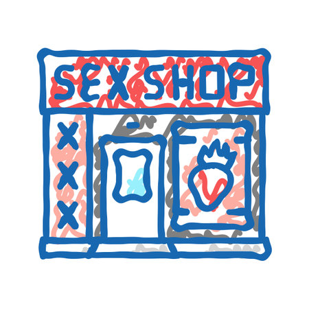 sex shop store icon doodle illustrationのイラスト素材