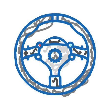 steering wheel vehicle auto icon doodle illustrationのイラスト素材