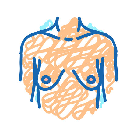 tuberous breast correction surgery icon doodle illustrationのイラスト素材