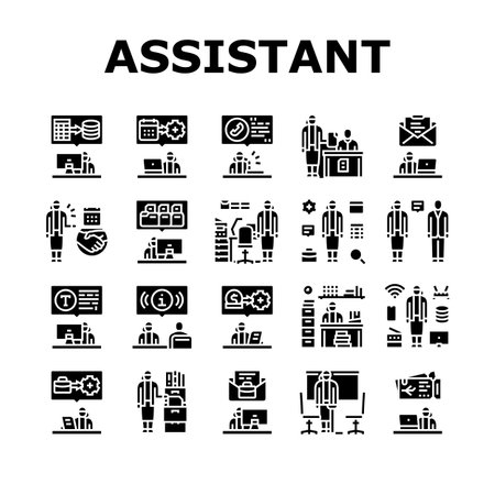 administrative assistant office icons set vectorのイラスト素材