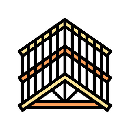 roof framing wood frame house color icon vector illustrationのイラスト素材