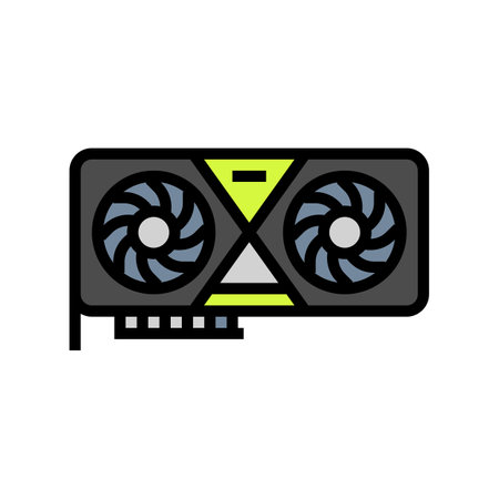 high performance graphics card gaming pc color icon vector illustration