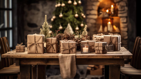 country gift on tableの素材