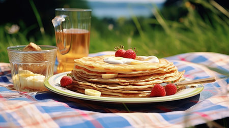 vibrant plate pancake food backgroundの素材