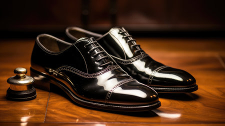 polished black leather shoesの素材