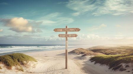 path beach sign woodの素材