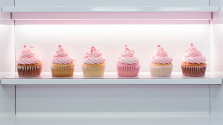 minimalist cupcakes with pink frostingの素材