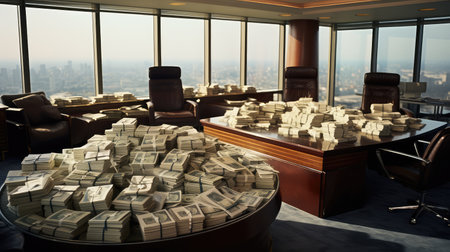 desk bags of moneyの素材