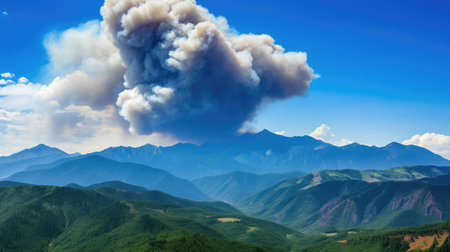 sky forest fire smokeの素材