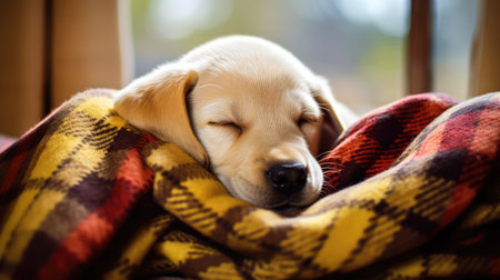 cozy yellow lab puppyの素材