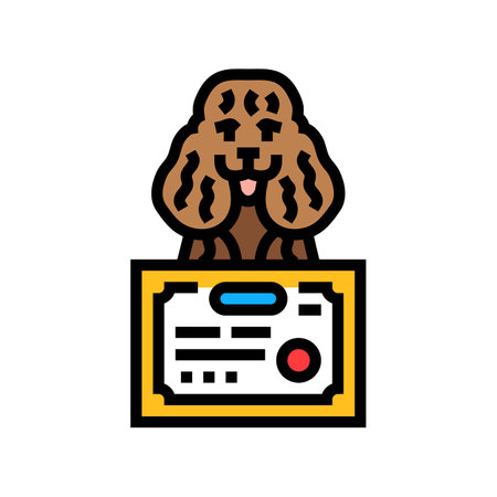 certificate dog competition show color icon vector illustrationのイラスト素材