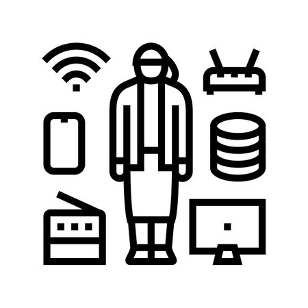 office technology office assistant line icon vector illustrationのイラスト素材