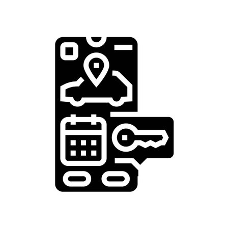 reservation share car service glyph icon vector illustrationのイラスト素材