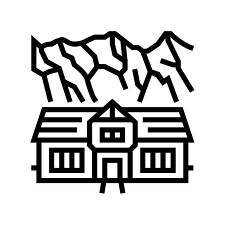 mountain cabin wooden line icon vector illustrationのイラスト素材