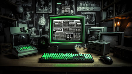 setup black and white computerの素材