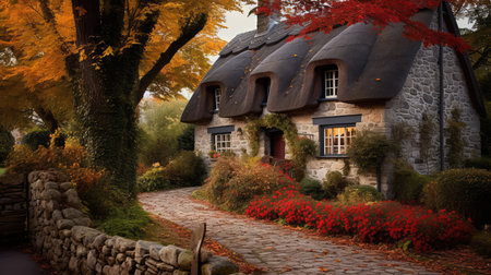 autumn house exterior fallの素材