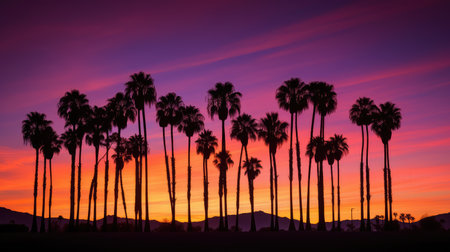 orange desert palm treesの素材