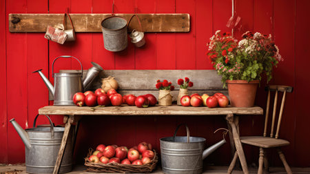 photograph red barn wallの素材