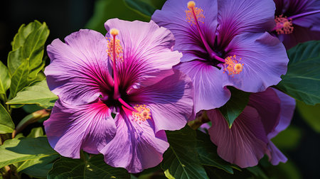 garden hibiscus purple flowerの素材
