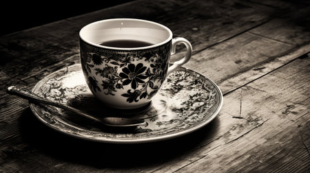 wooden black and white coffee cupの素材