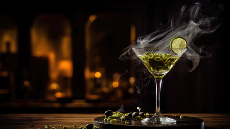 evening martini glass smokeの素材