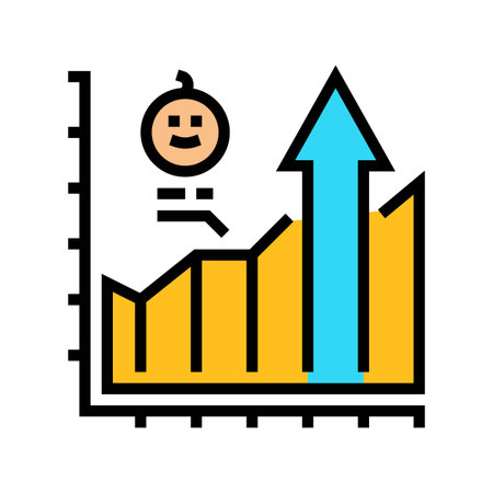 rising birth rate chart upward arrow color icon vector illustrationのイラスト素材