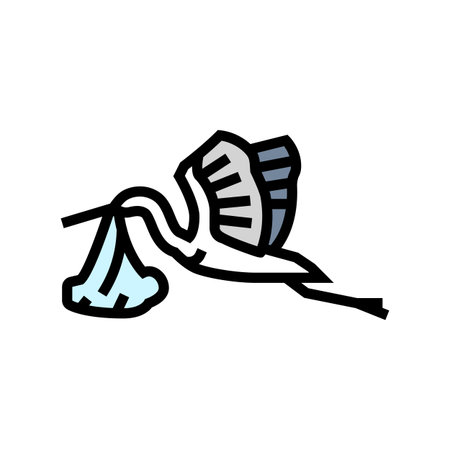 flying stork newborn color icon vector illustrationのイラスト素材