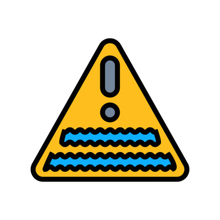 warning near contaminated water chemical pollution color icon vector illustrationのイラスト素材