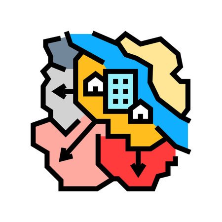 expansion of city borders map color icon vector illustrationのイラスト素材