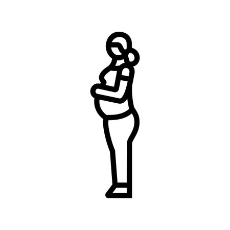 pregnant woman profile line icon vector illustrationのイラスト素材