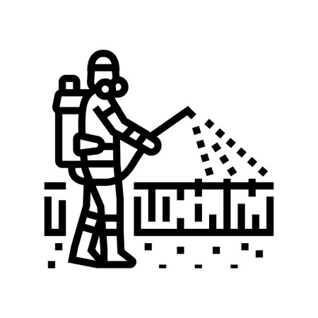 spraying pesticides line icon vector illustrationのイラスト素材
