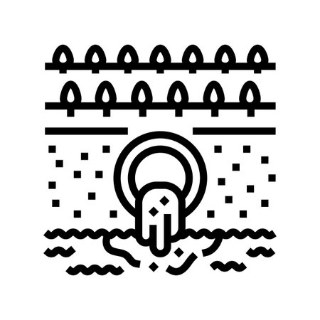 toxic agricultural runoff line icon vector illustrationのイラスト素材