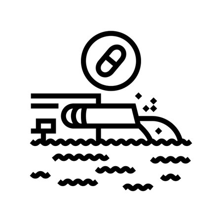 contaminated water source tablets line icon vector illustrationのイラスト素材