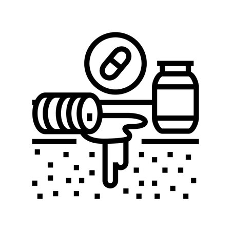 pharmaceuticals leaking soil line icon vector illustrationのイラスト素材