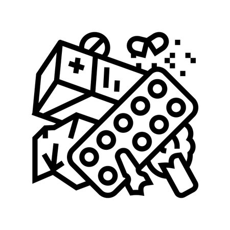 pile of pharmaceutical waste line icon vector illustrationのイラスト素材