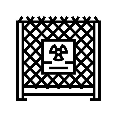 radiation on fence radioactive pollution line icon vector illustrationのイラスト素材