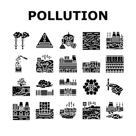 chemical pollution toxins icons set vectorのイラスト素材