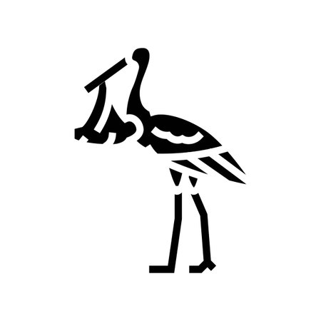 stork carrying baby glyph icon vector illustrationのイラスト素材