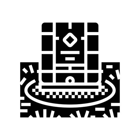 burned grass near containers chemical pollution glyph icon vector illustrationのイラスト素材