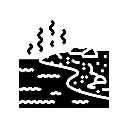contaminated riverbank glyph icon vector illustrationのイラスト素材