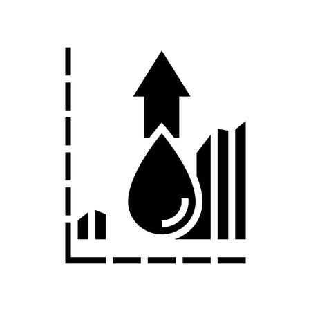 water consumption rise glyph icon vector illustrationのイラスト素材