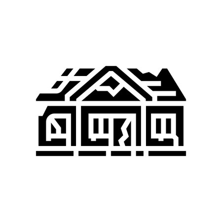 dilapidated house or shelter glyph icon vector illustrationのイラスト素材