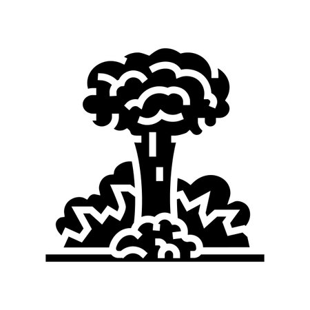 nuclear explosion cloud radioactive pollution glyph icon vector illustrationのイラスト素材