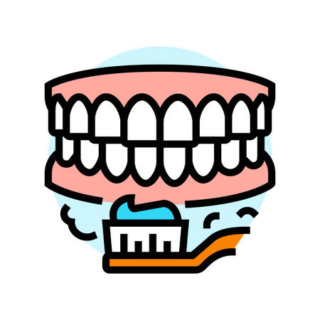 brushing teeth oral care color icon vector illustrationのイラスト素材